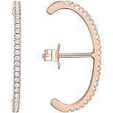 PAVOI 14K Gold Plated 925 Sterling Silver Post Minimalist Suspender Ear Cuff Earrings for Women | Wrap Earlobe Studs