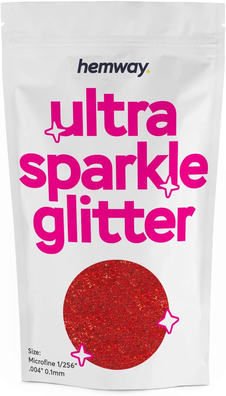 Hemway Red Holographic MICROFINE Premium Multi Purpose Glitter 1/256" .004" 0.1mm 100 microns Dust/Powder 100g for Crafts Cosmetic Wine Glass Face Art Nail Skin Weddings Beards Festival