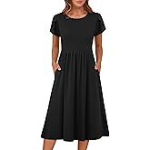 ANRABESS Women's Summer Short Sleeve A-Line Midi Dresses Casual Floral T-Shirt Dresses Flowy Beach Sundress with Pockets