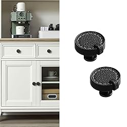 CcHhyyt 2 Pack Black Round Leather Cabinet Knobs