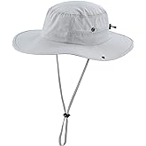 Home Prefer UPF50+ Mens Sun Hat Wide Brim Womens UV Protection Beach Bucket Hat for Fishing Hiking Snap Up Cowboy Hat
