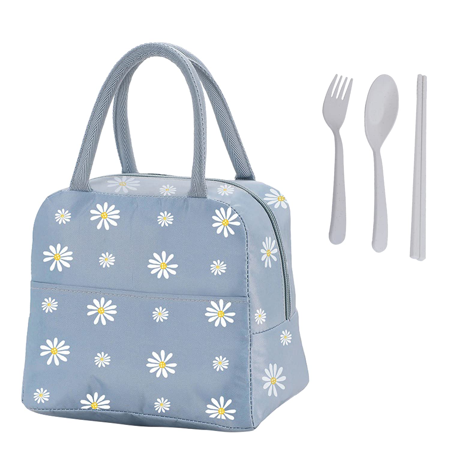 Daisy 1 Piece Portable Lunch Warmer - Insulated Lunch Bag with 1 Set of Forks/Spoons/Chopsticks, Leak Proof, Perfect for Camping, Travel, Work