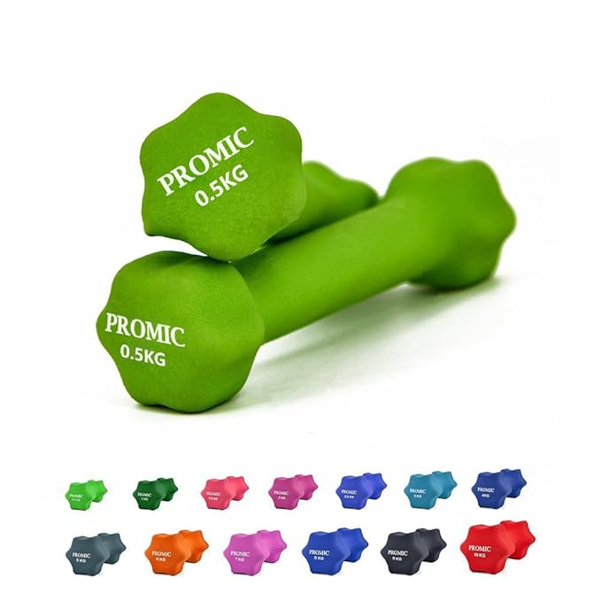 Promic 0,5kg-10kg Kurzhanteln, 2er Set Hanteln, Neopren Gymnastikhanteln, Hanteln Set mit gutem Grip, rutschfeste Übungshante