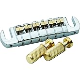 Guyker Guitar Wraparound Bridge Adjustable with Brass Saddles &amp; Posts (GM006, Chrome)
