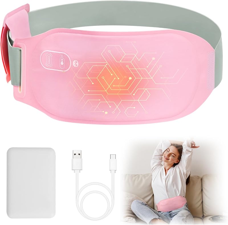 Almohadilla Térmica Menstrual, Cinturón Térmico para Menstruación con 3 Niveles de Calor, USB Recargable y Lavable, Almohadilla Térmica Eléctrica para Período Menstrual Alivio del Dolor de Espalda