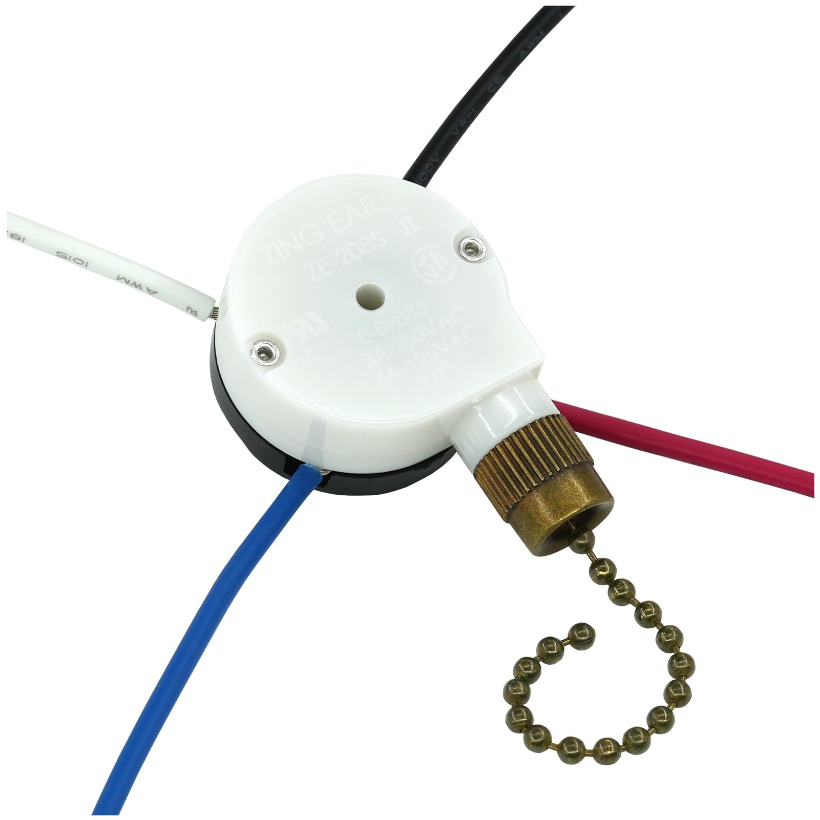 Photo 1 of YukiHalu Ceiling Fan Pull Chain Switch 3 Speed 4 Pre-Installed Wires, ZE-208S, Replacement Fan Light Switch for Ceiling Fans and Light Kits (Antique 1Pack)