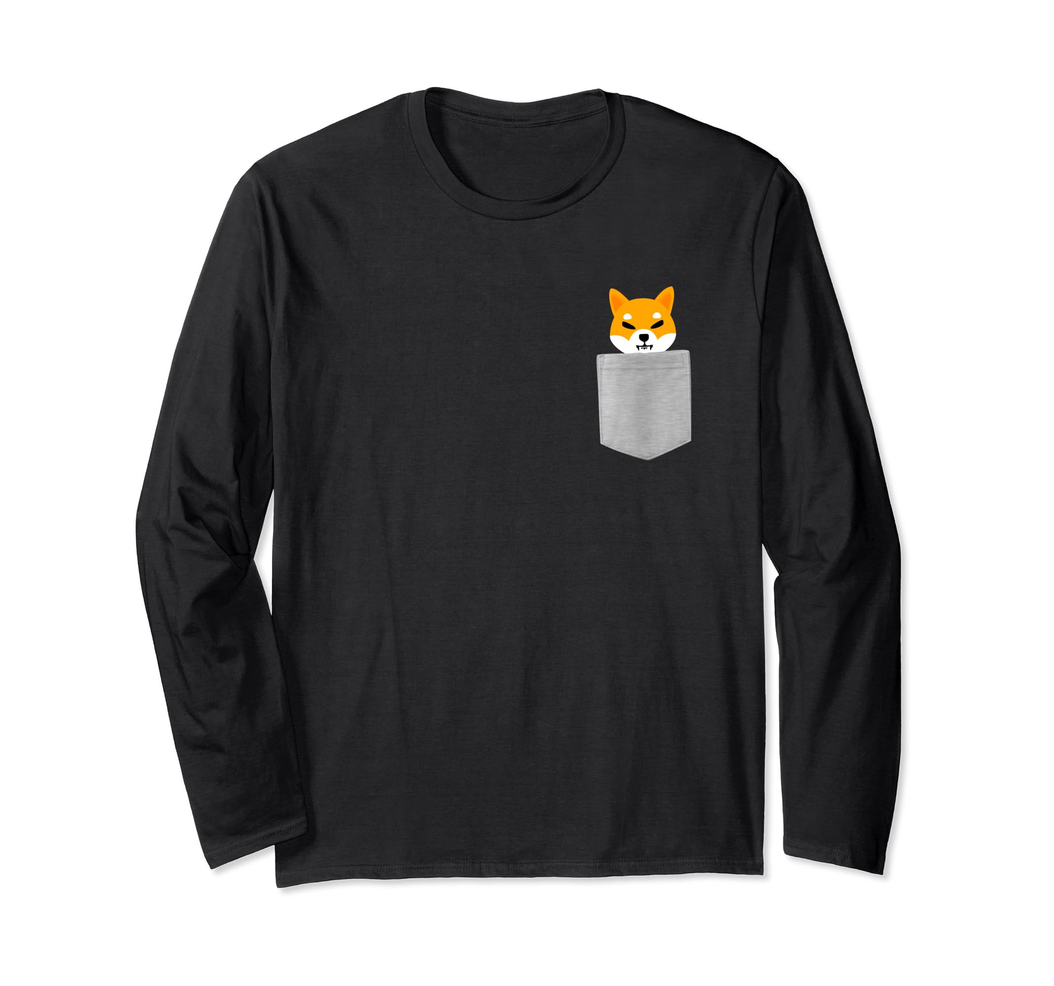 Shiba Inu Pocket Funny Blockchain Crypto HODL Coin Lover Long Sleeve T-Shirt