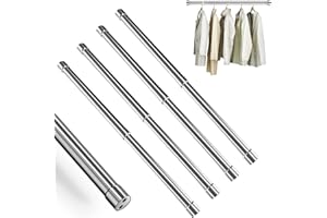 RHBLME 4 Pack Adjustable Closet Rod for Hanging Clothes, 12.2 to 20.1 Inch Stainless Steel Clothing Hanger Telescopic Rod, He