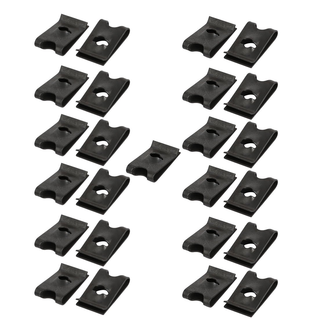Sourcingmap 25pcs Spring Steel Speed Fastener Extruded U Nut Black for M4 / ST4.2 Screw Bolt