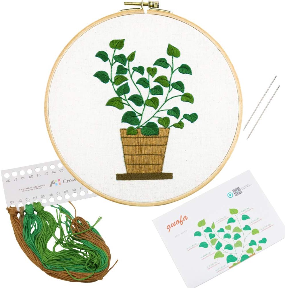 GuoFa - Hot in TIK Tok, 1pcs 20cm/8โ Handmade Embroidery Starter Kits Styles of Cross Stitch Beginner Kits with Patterns Needles Threads Cloth and Instructions(17)