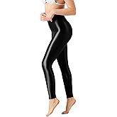 SOFSOT Plus Size High Waist Workout Leggings Shiny Pilates Pants Shimmer Yoga Tights for Women