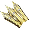 Lanxivi Set of 3 Yongsheng 699 Fountain Pen Spare Nibs, Fine Size, Gold Color