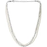 Multi-Layer Pearl and Crystal Necklace, Statement Necklace Faceted Crystal Beads and White Pearls