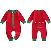 Newborn Christmas Outfits My First Christmas Baby Boy Long Sleeve Button Romper Jumpsuit Cute Fall Winter Clothes