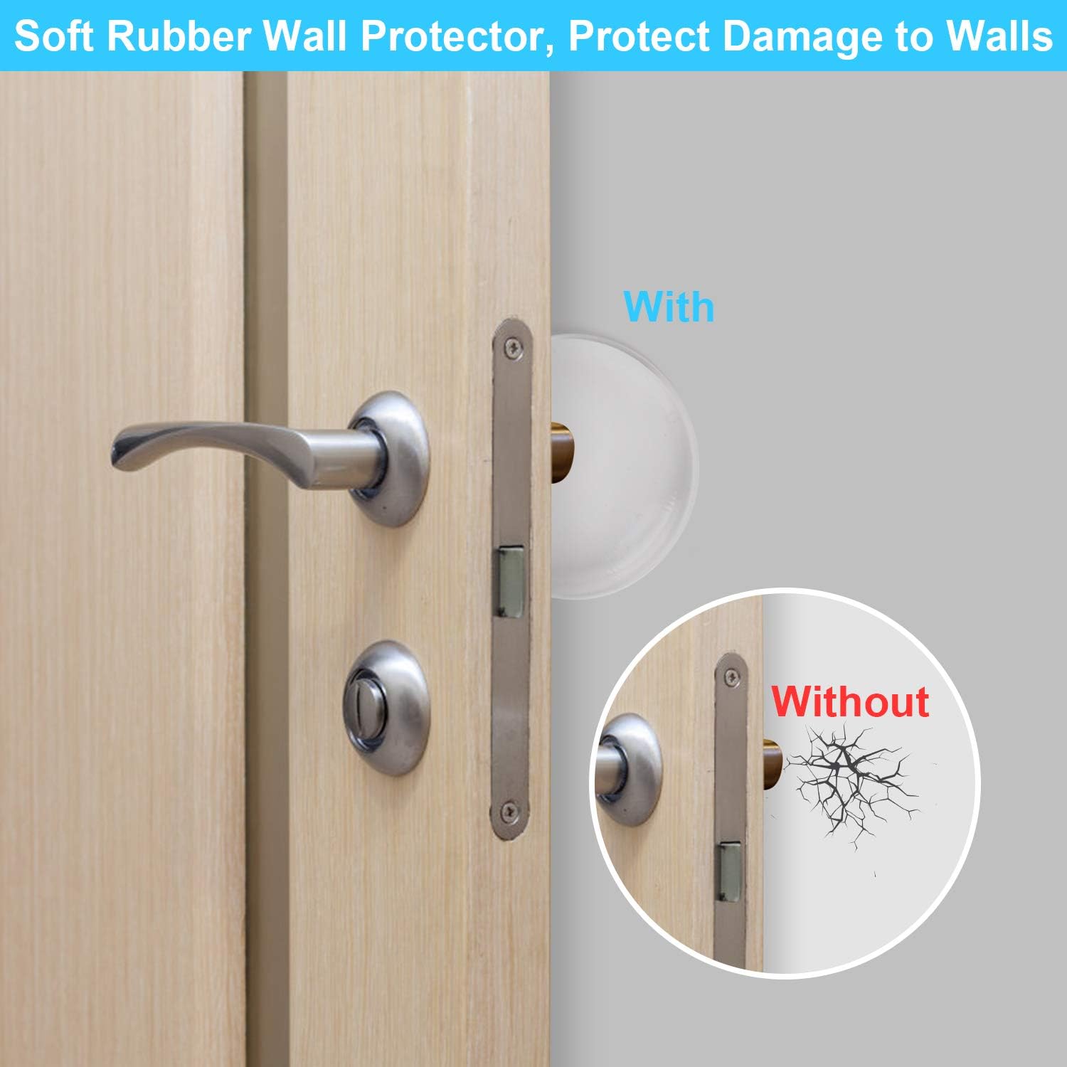 Door Stopper Wall Protector 4 Pcs Clear Door Knob Wall Shield, 3.54" Soft Self Adhesive Rubber Door Bumpers Reusable Washable Headboard Stoppers, Door Stops Guard for Door Handle, Refrigerator Door: Home Improvement