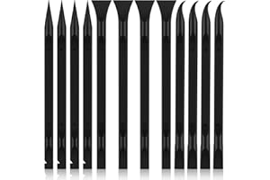 OXDFK 12 PCS Carbon Fiber Plastic Scrapers Tool, Non-Scratch Scraper Tool for Tight Spaces, Multi-Purpose Label Scraper Pen-Shaped, for Car Cleaning Supplies, Kitchen, Crevices, Stains (Black)
