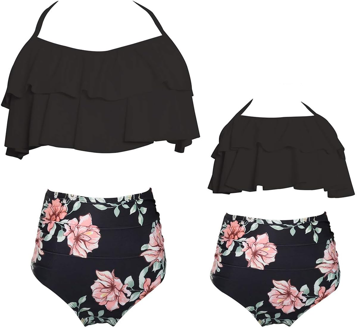 Girls Swimsuits for Women High Waisted Bathing Suit Family Matching Swimsuit Mommy and Daughter Swimwear Bikini Sets
