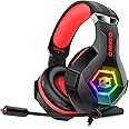 Ozeino [2024 New] Gaming Headset for PC, PS4, PS5, Xbox Headset, Gaming Headphones with Noise Cancelling Flexible Mic Memory 