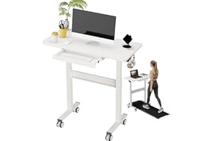 DAWNYIELD Standing Desk for Walking Pad with Wheels, 35"x20" Large Mobile Rolling Table for Home Office, Cordless Pneumatic H