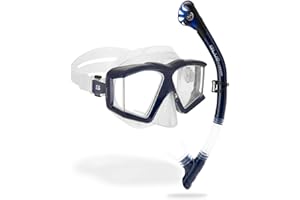Cressi Panoramic Diving Mask and Snorkel Kit - Wide View - Top Dry System Snorkel - Horizon & Scilla - Designed in Italy