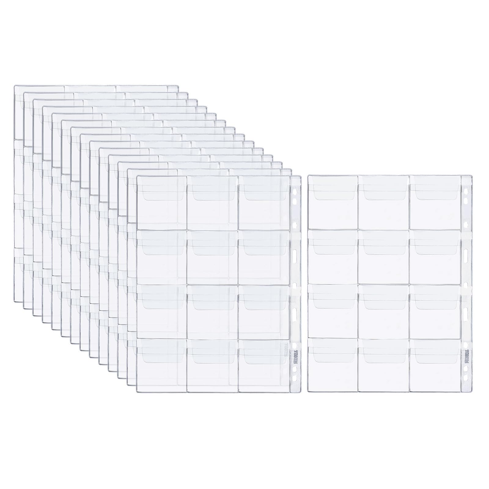 PATIKIL 12 Pockets Coin Collecting Pages, 15 Sheets Coin Binder Inserts Sleeves with 9 Hole Coins Holder for Coin Book Album, Clear