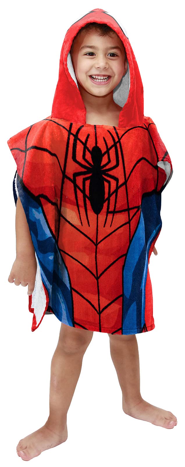 Jay Franco Marvel Avengers Spiderman Hooded Poncho Bath Towel 56cm x 56cm Kids Changing Robe