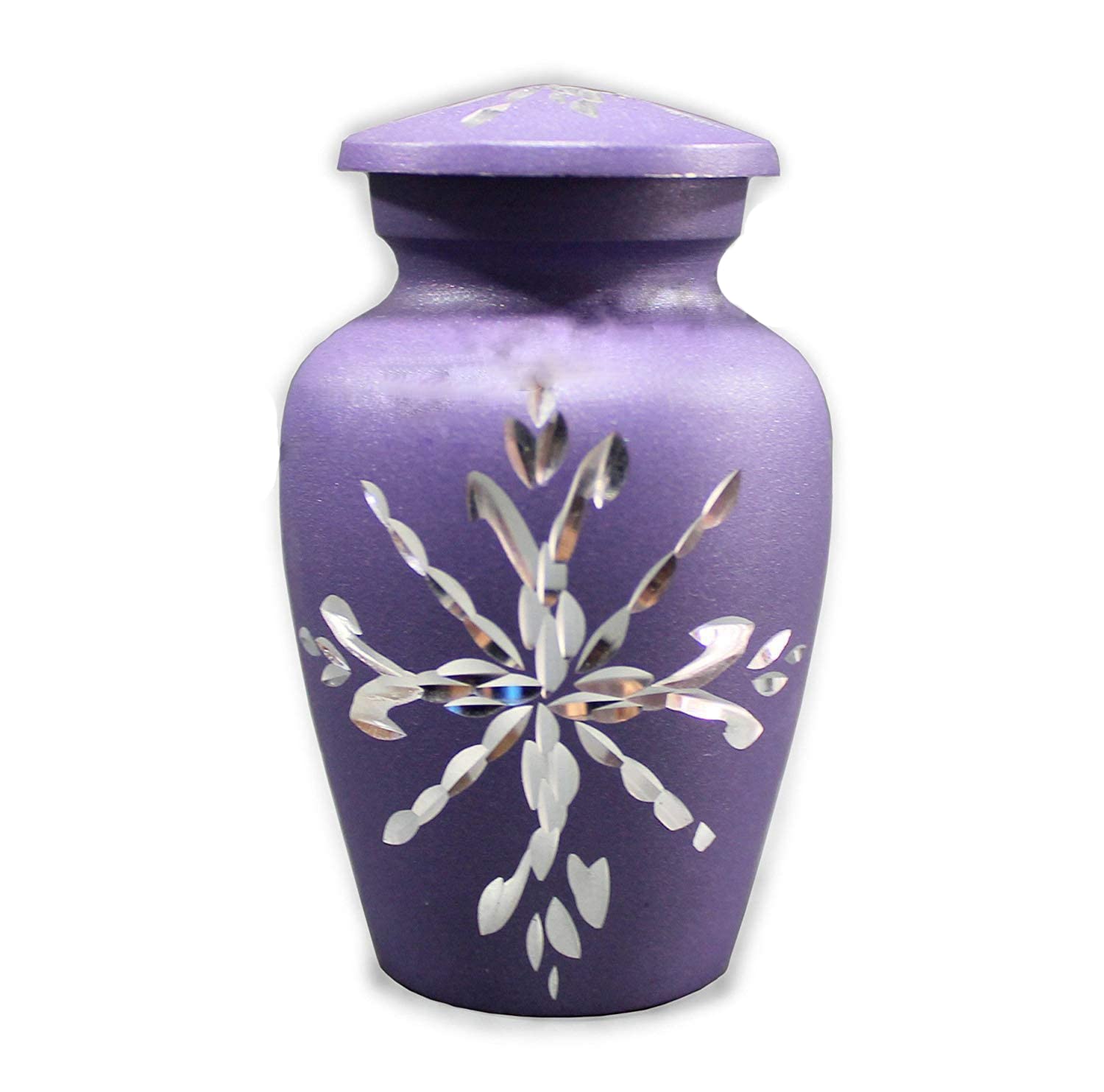 eSplanade Cremation Urn Memorials Container Jar Pot | Metal Keepsake Urns | Burial Urn | Memorials Keepsake urn (Purple Etched)