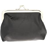 Coin Purse Vintage Bag Lock Wallet Buckle Kiss Lock change purse change holder wallet coin Leather coin wallet(D black)