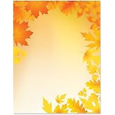 Current Autumn Leaves Fall Themed Stationery &ndash; For Holidays, Thanksgiving Letters, Hand-Written Notes, 25 Sheets, 8&frac12; x 11 Inches, Printer Compatible, 70# Text Opaque Paper