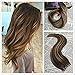 Moresoo 16 inch 20pcs/50g Colorful Two Tone Hair Chocolate Brown Highlighted with Cameral Blonde 100% Remy Human Hair Seamless Tape Hair Extensions