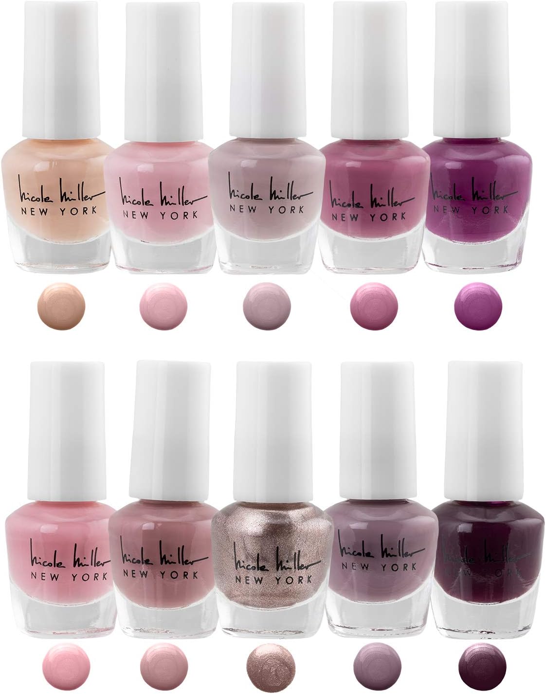 Nicole Miller Nail Polish Set, 10 Mini Nail Polish Colors, Polish Kit