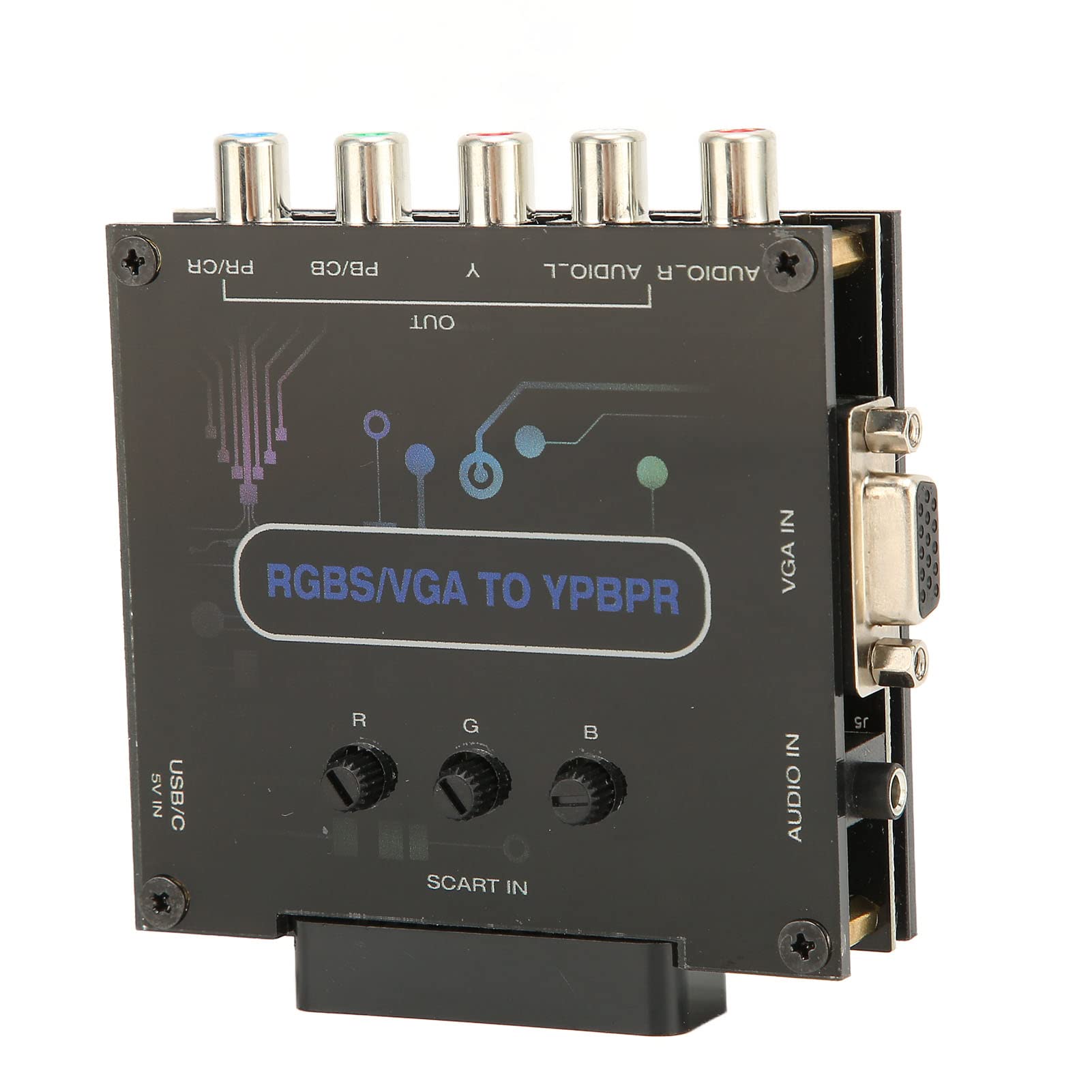 RGBS SCART VGA to YPBPR Component Converter 1080P for SFC for Genesis for N64 for Dreamcast for Wii for MD for Saturn, Brightness Adjustable