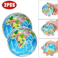 bfik`dl 2PCS Stress Relief World Map Jumbo Ball Toys Atlas Globe Palm Ball Planet Earth Ball Kid Home Family
