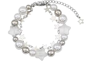 Cuteam Women Bracelet, Lucky Star Faux Pearls Bracelet Women Double Layer Bracelet Adjustable Extension Chain Wristband Jewelry Gift