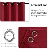 DWCN Red Blackout Curtains 66x90 with Tiebacks 2 Panels Thermal Insulated view 4