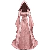 Kahbin Women Hooded Gothic Dress Medieval Corset Renaissance Dress Victorian Dress Halloween Costume
