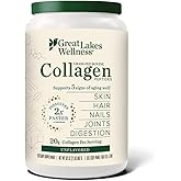 Great Lakes Wellness Bovine Collagen Peptides Powder for Skin, Hair, Nails, Joints & Digestion - Unflavored - Quick Dissolve Hydrolyzed, Non-GMO, Kosher - 32 oz