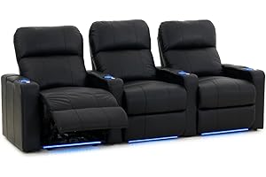 OCTANE SEATING Octane Turbo XL700 Black Bonded Leather with Power Recline (Row of 3 Straight)