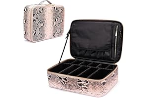 ROWNYEON Makeup Bag Cosmetic Makeup Train Case Artist Makeup Organizer Professional Portable Storage Bag for Women Girl Waterproof EVA Adjustable Dividers