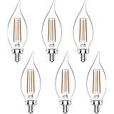 Helloify 60W Equivalent Dimmable 5.5W BA11(CF35) Vintage LED Edison Filament Candles Light Bulbs 500 lumens Clear Glass Cande