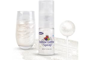 SUGGOZO Shimmer White Edible Glitter Spray, 5g Food Grade, Edible Glitter for Drinks, Luster Dust for Cake Decorating, Baking, Cocktails, Chocolate, Strawberry
