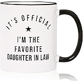 Aurahouse Daughter in Law Gifts Mug, Christmas Birthday Wedding Gifts for Daughter in Law from Mother in Law MIL, Officially Favorite Child Daughters Cup, Funny DIL Gift