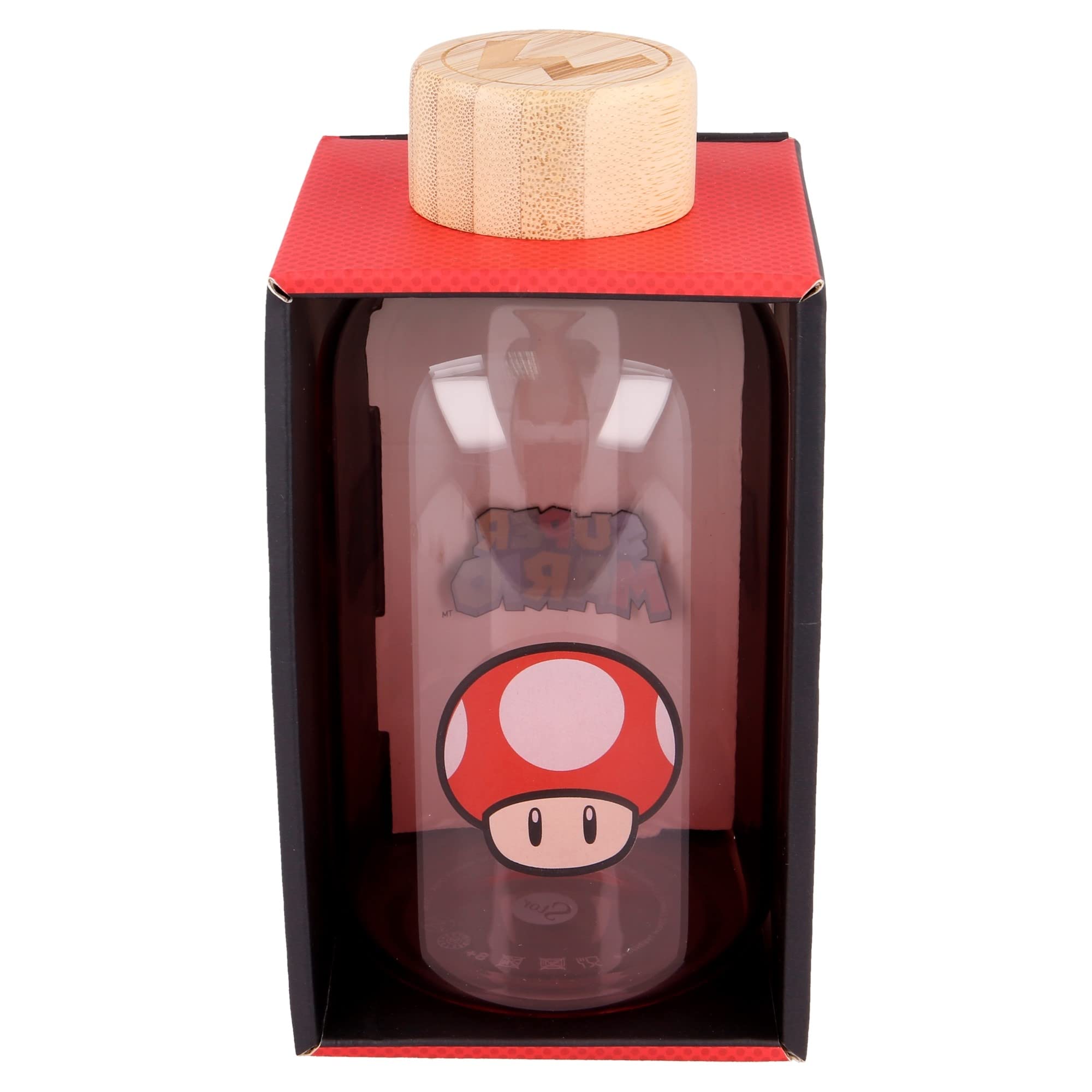 Stor 8412497003846 Glass Bottle, 21 oz Capacity, Super Mario