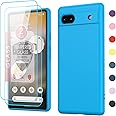 LeYi for Case Pixel 6A: Pixel 6A Case with [2 Pack] Tempered Glass Screen Protector Liquid Silicone Soft Microfiber Liner Cover Case for Pixel 6A Phone, Sky Blue