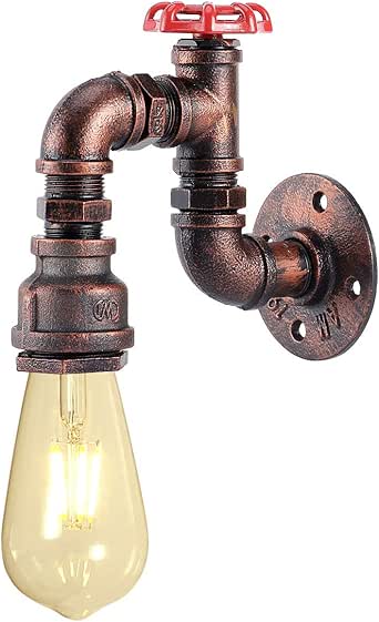 KAWELL Creativo Vintage Lámpara de Pared Tubería de Agua Aplique de