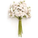 Ling's moment Ranunculus Artificial Flower, Faux Silk Mini Ranunculus Flowers for DIY Bouquet, Bulk Fake Wedding Filler Flowers for Centerpieces Arrangements Bridal Shower Decorations, Cream