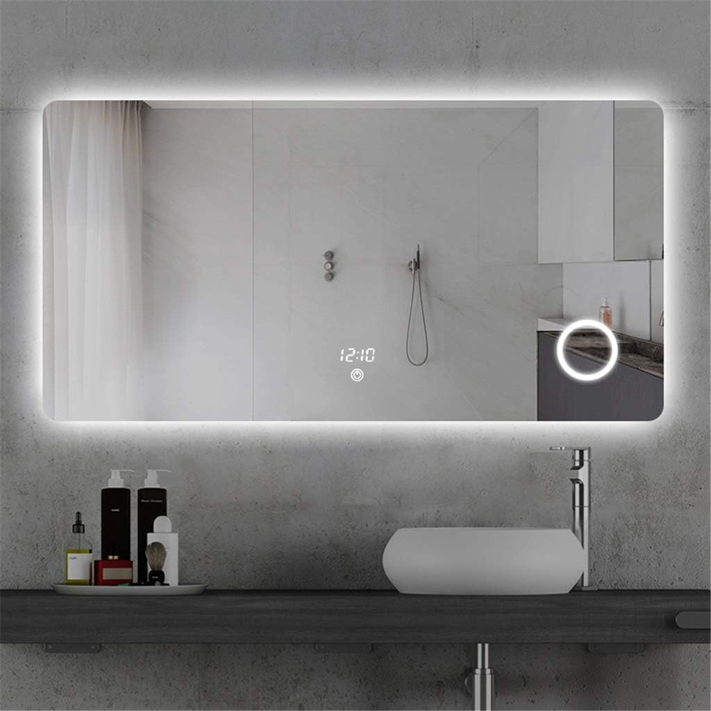 Bathroom Mirror Smart LED Light Mirror Bathroom Wall Hanging Mirror - with Magnifying Glass, Anti-Fog, Dimmable Mirror, 6080cm