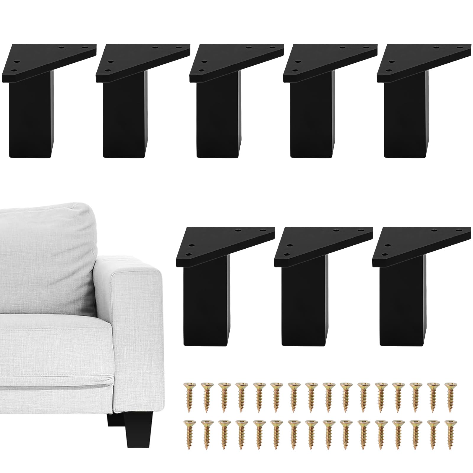 DBREAKS 8 x Furniture Legs with Fixing Screws ABS Resin Legs 100mm Furniture Legs for Sofas, Cupboards, Coffee Tables