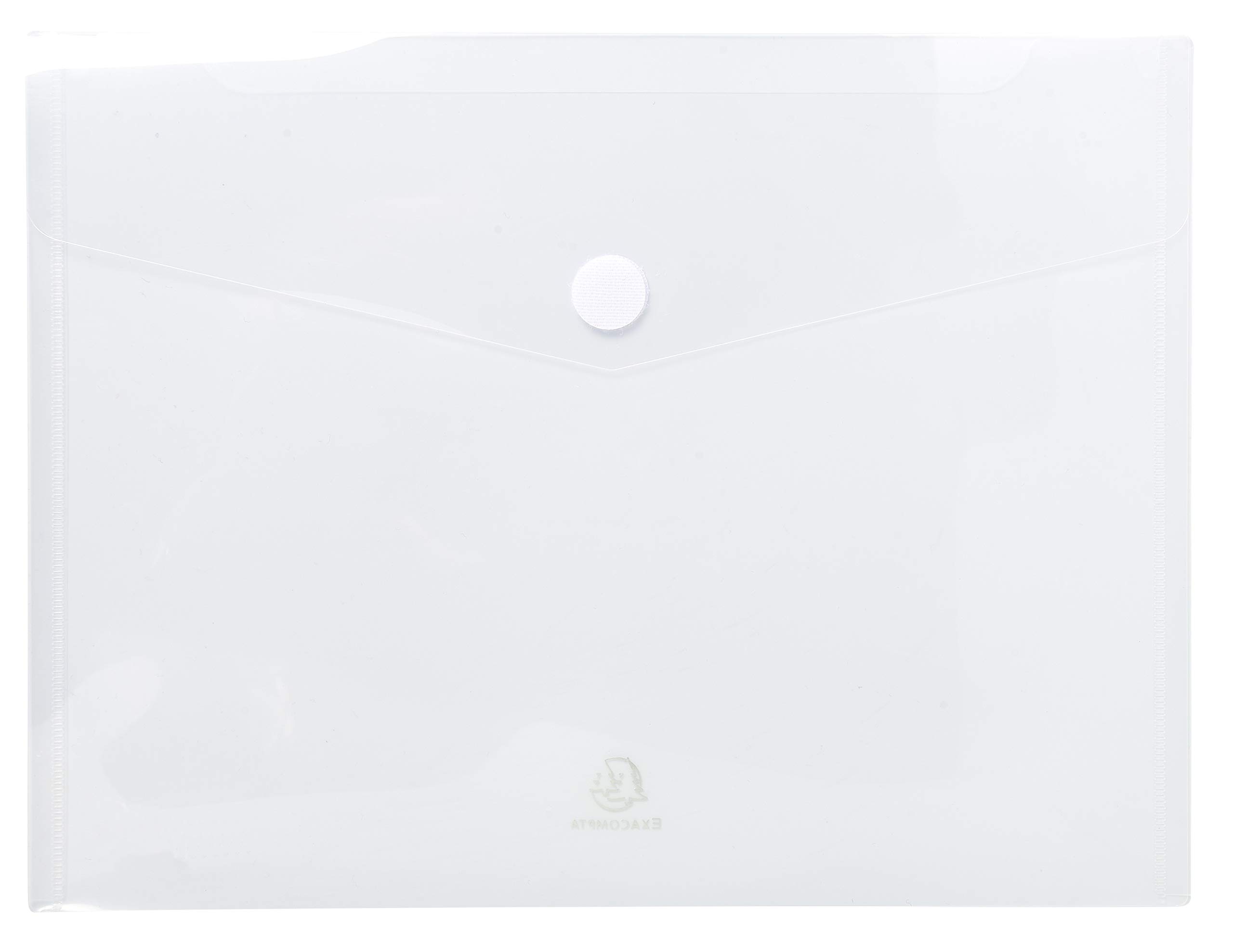 Exacompta - Ref 56421E - PP Envelope Pocket - Suitable for A4 Documents, Hook & Loop Closure, 0.2mm Translucent Polypropylene, Personalisable - Clear (Pack of 5)
