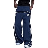 GORGLITTER Men's Wide Leg Baggy Sweatpants Y2K Graphic Zip Hem Casual Workout Athletic Trousers Track Pants